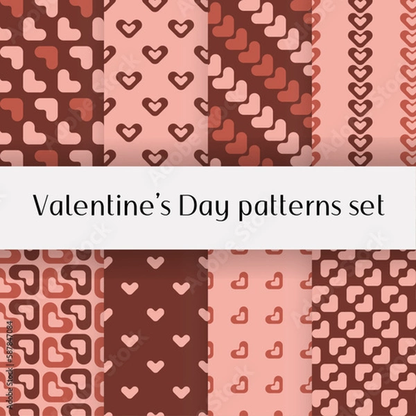 Fototapeta Valentine's Day hearts love pattern set №7 (vector)