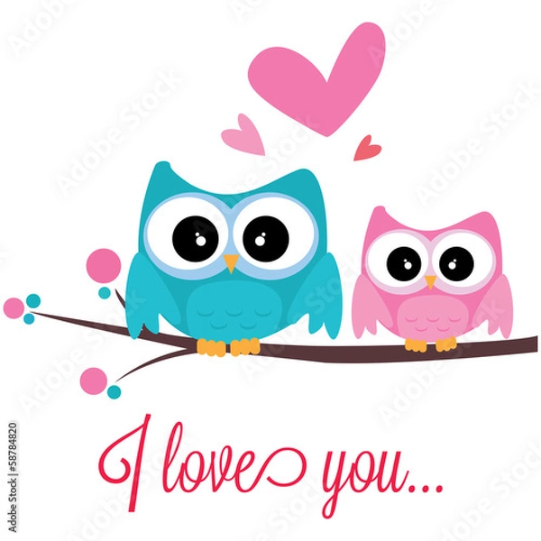 Obraz owls in love
