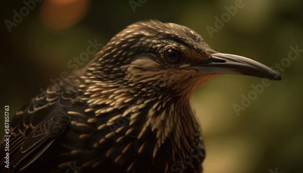 Obraz Focused hawk perched on branch, eyeing prey generated by AI