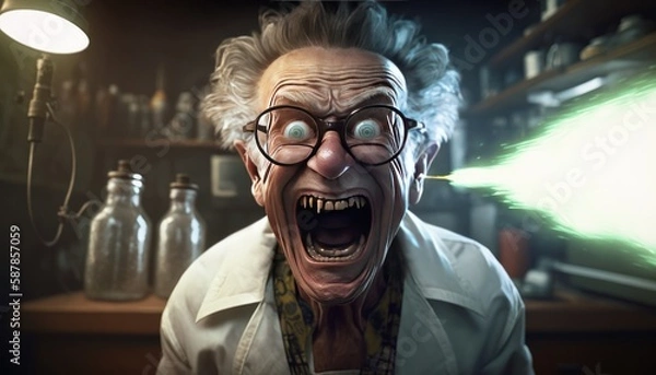 Obraz A Crazy ild mad scientist yelling
