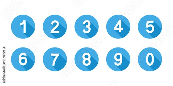 Fototapeta Numbers icon set on transparent background.