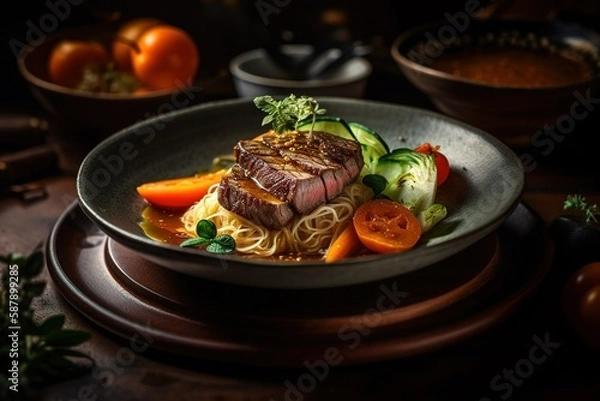 Obraz Vietnamese Fine Dining Dish with Beautiful Presentation