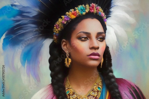 Obraz A portrait of an empowered African American woman. Generative AI