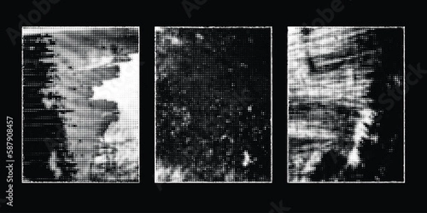 Fototapeta Vector Frames with rough edges . Rectangles for image. distress texture . Grunge tiny frame borders isolated on the background . Dirt effect . 