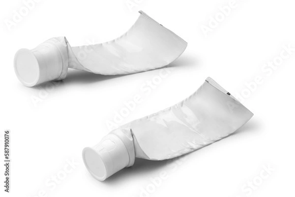 Obraz Empty toothpaste tube on white