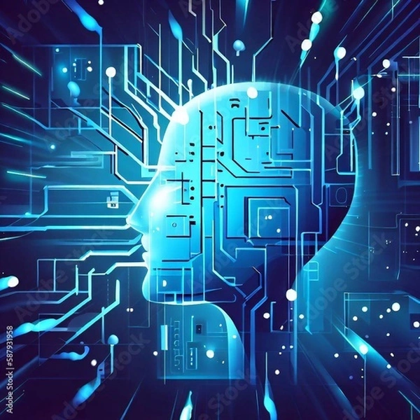 Fototapeta Deep learning artificial intelligence illustration