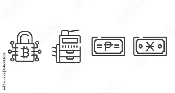 Obraz business outline icons set. thin line icons sheet included water hine, analytic, check book, creative mind vector.