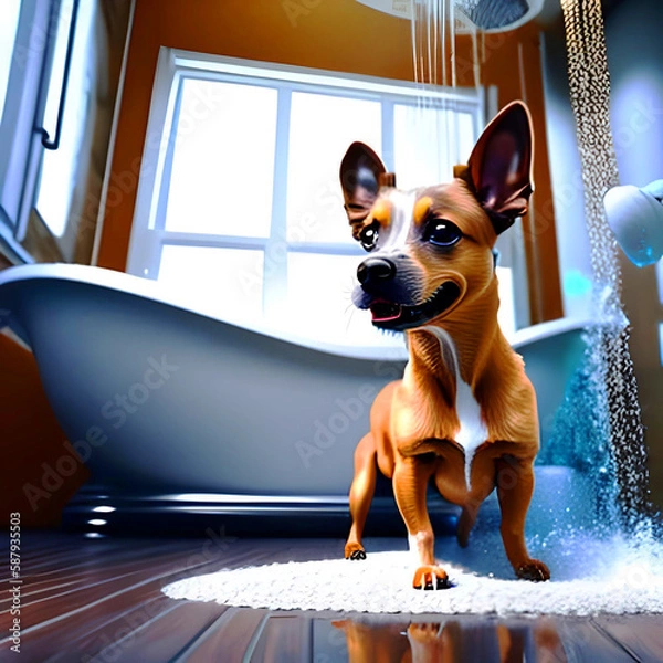 Obraz Hund unter der Dusche