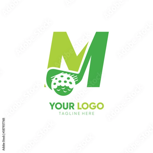 Fototapeta Letter M Initial Stick Golf Logo Design Vector Icon Graphic Emblem Illustration