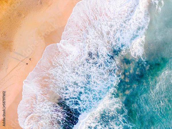 Obraz Aerial Pastel of Ocean Fale na plaży scena morska