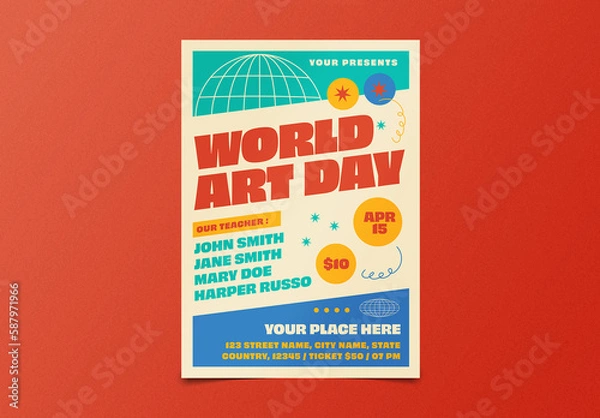 Obraz World Art Day Flyer Layout