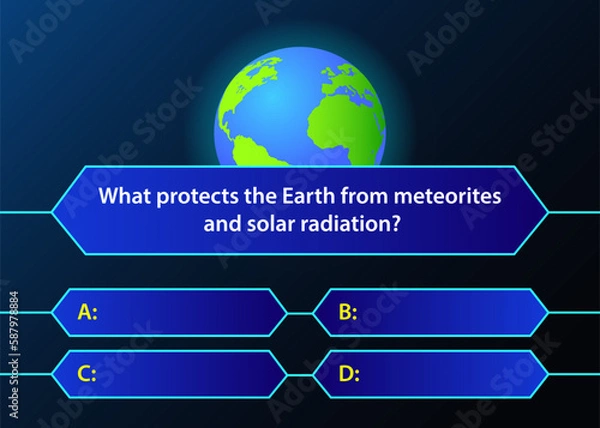 Fototapeta Template for a quiz on the theme of space. Question and answers, TV show, exam.