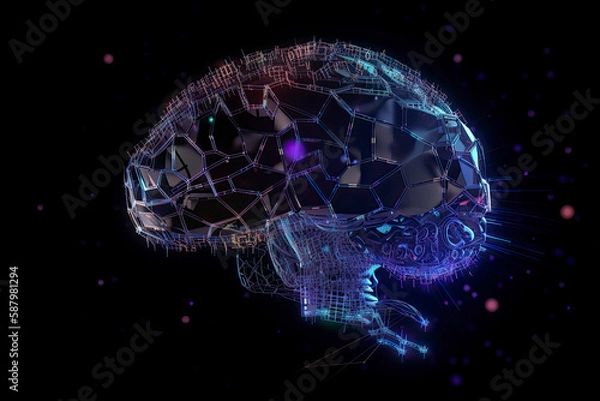 Fototapeta Artificial Intelligence digital concept with abstract brains