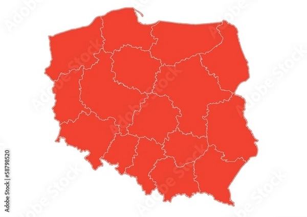 Fototapeta Administracyjna mapa Polski