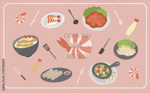 Fototapeta 海老イラスト