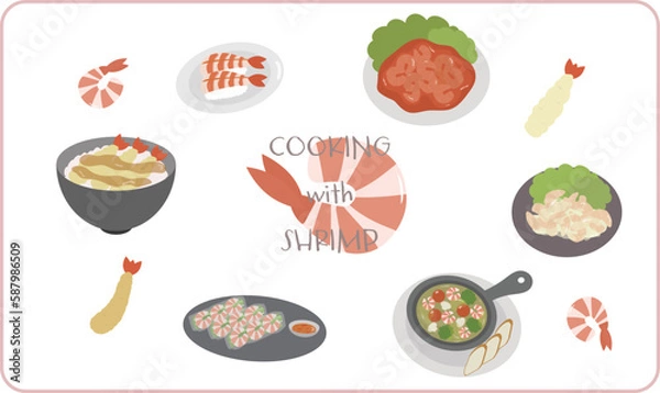 Fototapeta エビのイラストセット