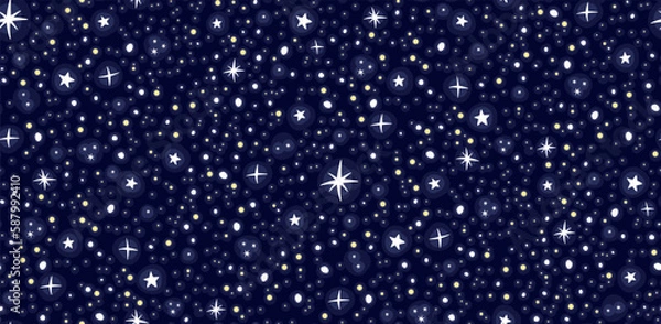 Obraz Starry sky hand drawn seamless pattern
