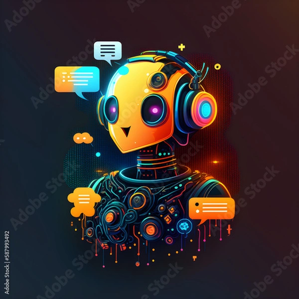 Fototapeta System Artificial intelligence Chat AI, Technology smart robot Ai Chat application software, robot application Chat, generative ai