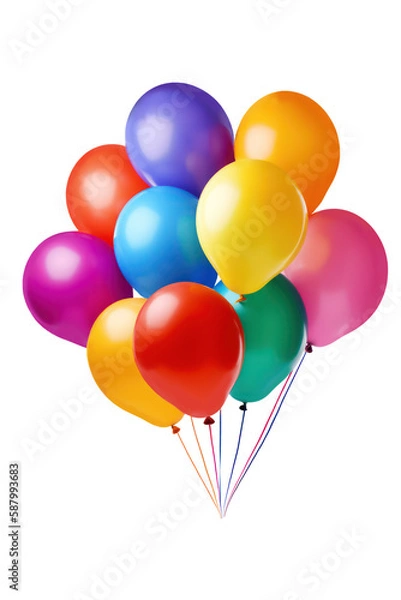 Fototapeta Many colorful balloons isolated on white background. Generative AI