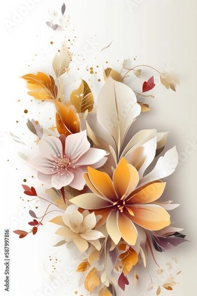 Fototapeta Greeting card Background with beautiful flowers Happy Mothers Day. 
Holiday greetings. Greeting card to add clipart design. Mothers Day. Spring Easter background. Happy birthday. generated ai 