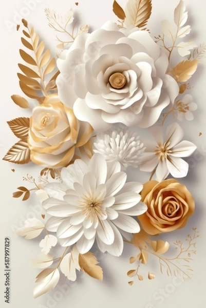 Fototapeta Greeting card Background with beautiful flowers Happy Mothers Day. 
Holiday greetings. Greeting card to add clipart design. Mothers Day. Spring Easter background. Happy birthday. generated ai 