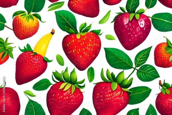 Fototapeta seamless pattern with strawberries