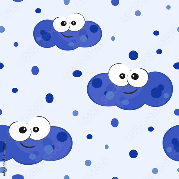 Obraz Clouds seamless pattern for kids. Graphic design for children. Prints, packaging template, textiles, bedding and wallpaper.