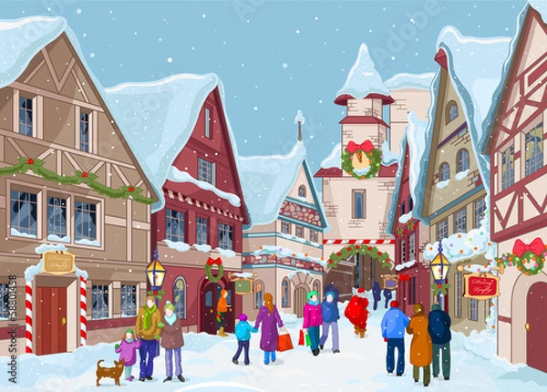 Obraz Christmas shopping street
