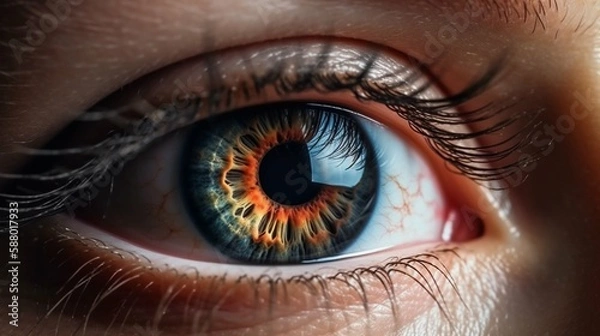Fototapeta Extreme close-up of an eye, generative AI