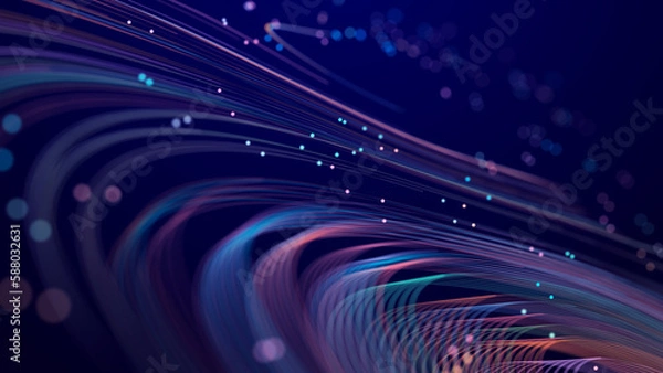 Fototapeta Abstract wave of sound particles. Equalizer for music. Signal transmission. 3d rendering.