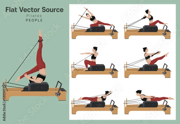 Fototapeta A source of exercise for women who enjoy indoor exercise as a hobby with Pilates equipment