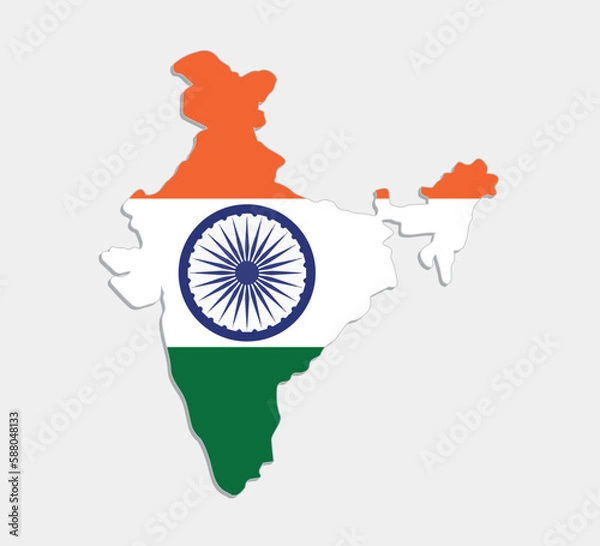 Obraz india map with indian flag on gray background