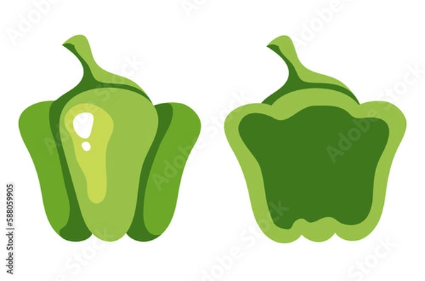 Fototapeta Sweet pepper bell slice paprika chopped concept. Vector graphic design illustration
