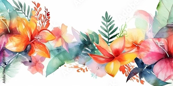 Obraz Tropical floral background Generative AI art