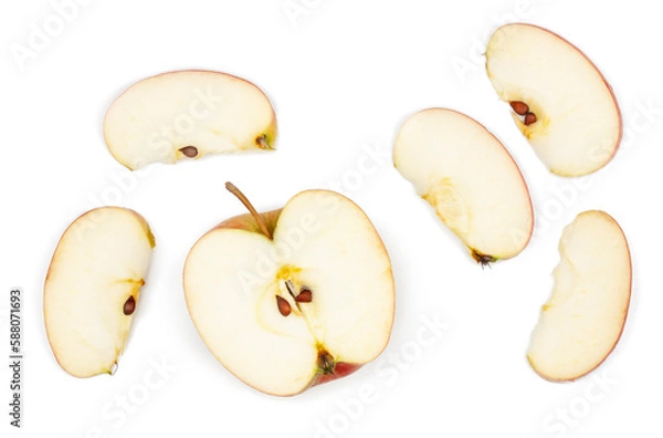 Fototapeta Apple slices isolated on a white background, top view