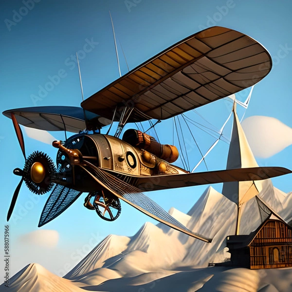 Fototapeta flying ornithopter version 2 created with Generative AI technology