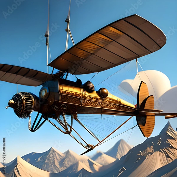 Fototapeta flying ornithopter version 4 created with Generative AI technology