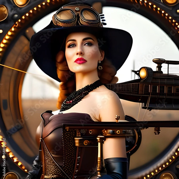 Fototapeta portrait of a woman created with Generative AI technology