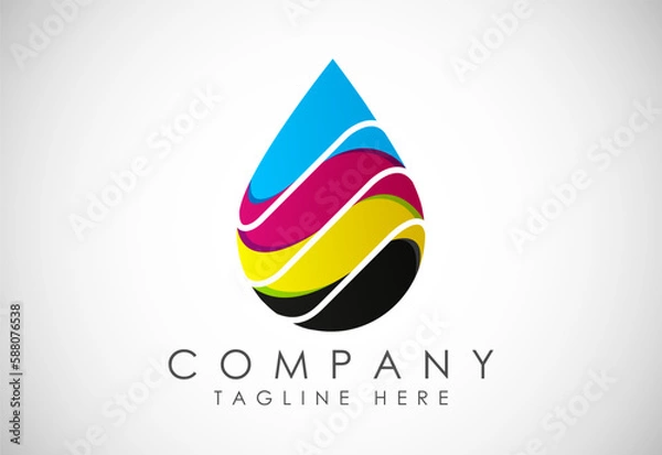 Fototapeta Digital printing logo design template. Logo for print shop polygraph and print factory. Vector illustration.