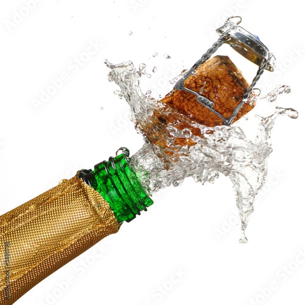 Obraz Close up of champagne cork popping