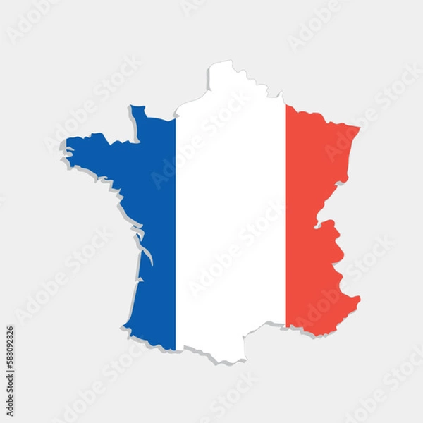 Obraz france map with flag on gray background