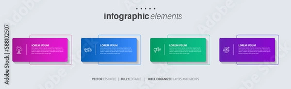 Obraz Four text box infographic elements. Business template for presentation. Vector concept with 4 options or steps.
