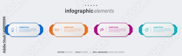 Obraz Business infographic element process template design with icons and 4 options or steps. Vector illustration.
