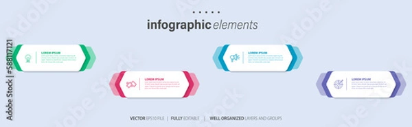 Obraz Vector infographic flat template circles for four label, diagram, graph, presentation. Business concept with 4 options. For content, flowchart, steps, timeline, workflow, marketing. EPS10
