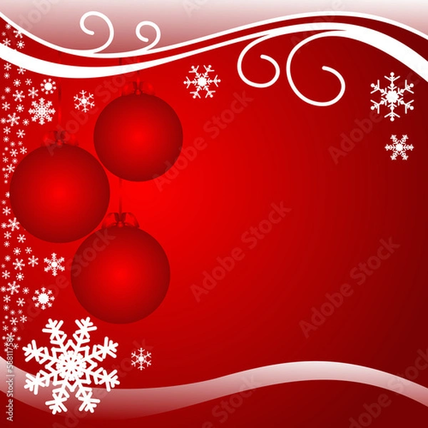 Obraz Bright red xmas Background with Balls.