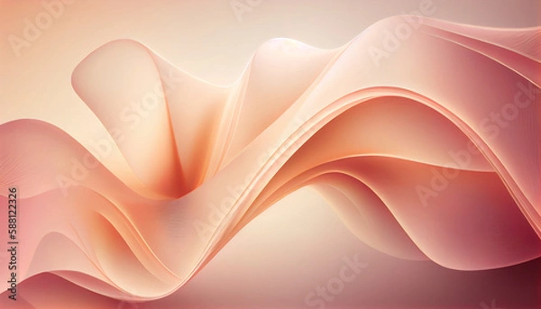 Fototapeta Abstract Shiny neon glass translucent wavy composition with gradient transition, elegant clean background - generative AI.