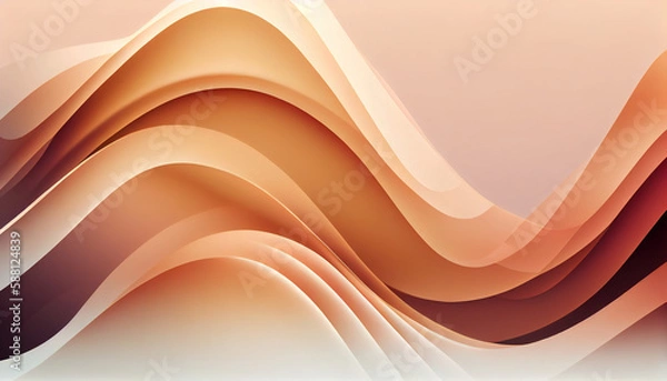 Obraz Abstract Shiny neon glass translucent wavy composition with gradient transition, elegant clean background - generative AI.