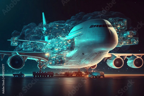 Fototapeta Aircraft Logistics and warehouse transportation, generative ai