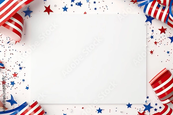 Fototapeta Abstract red white and blue patriotic background with copy space created with Generative AI technology