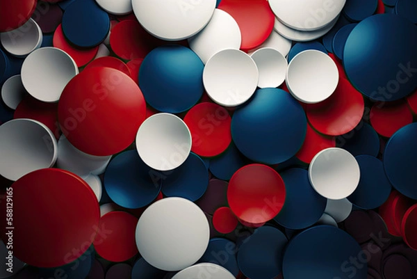 Fototapeta Abstract red white and blue patriotic background created with Generative AI technology